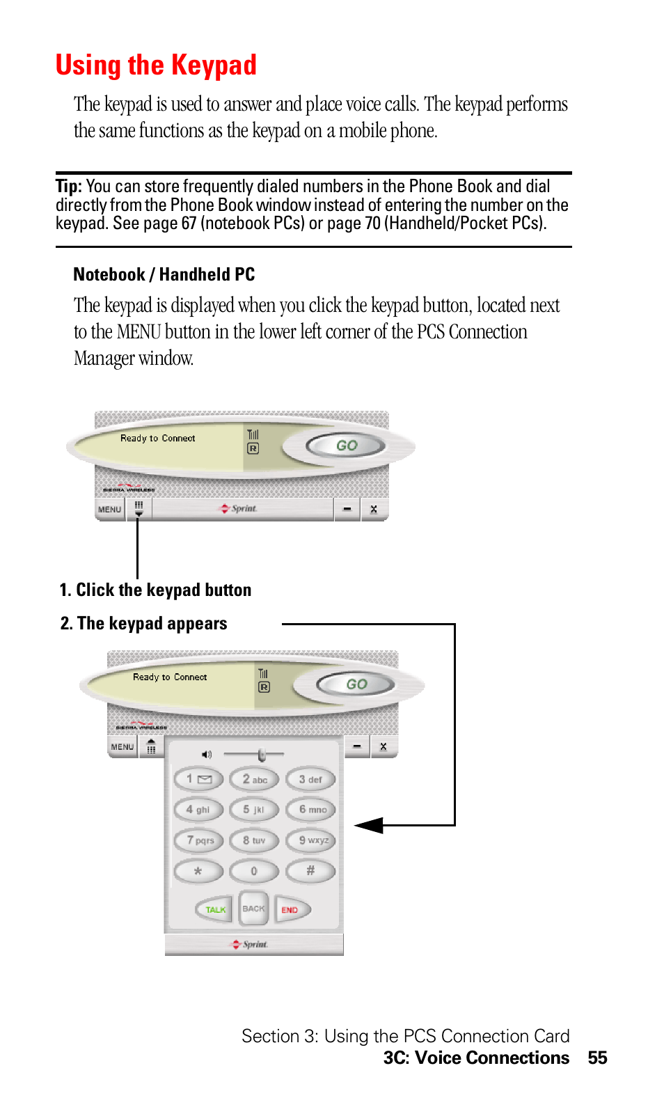 Using the keypad | Sprint Nextel 550 User Manual | Page 61 / 175