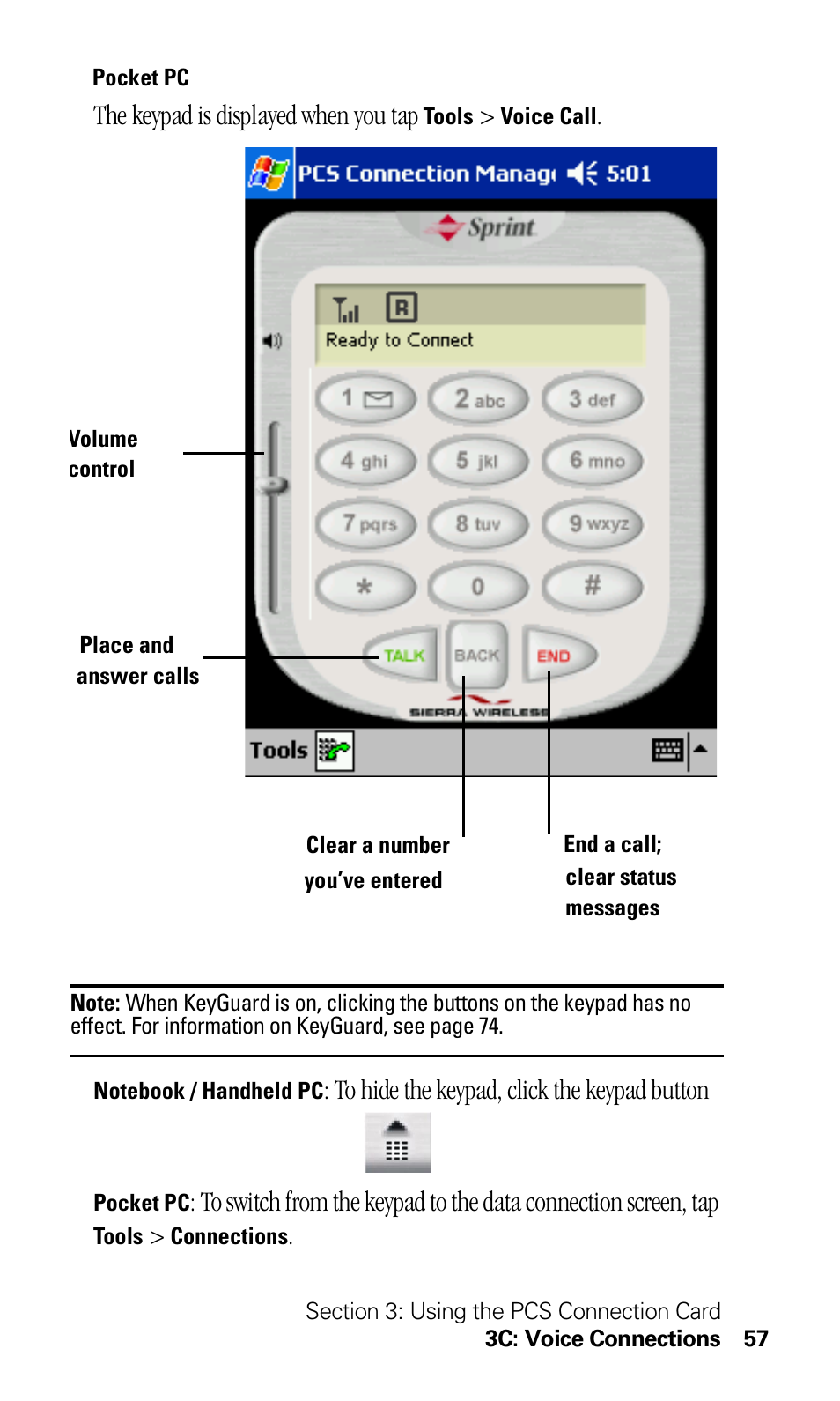 The keypad is displayed when you tap | Sprint Nextel 550 User Manual | Page 63 / 175