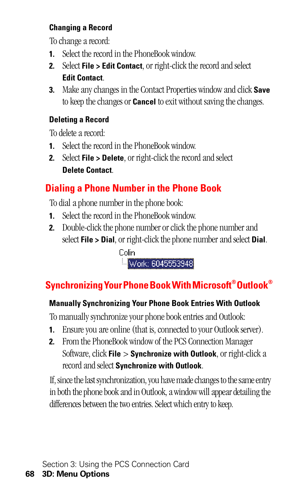 Dialing a phone number in the phone book | Sprint Nextel 550 User Manual | Page 74 / 175