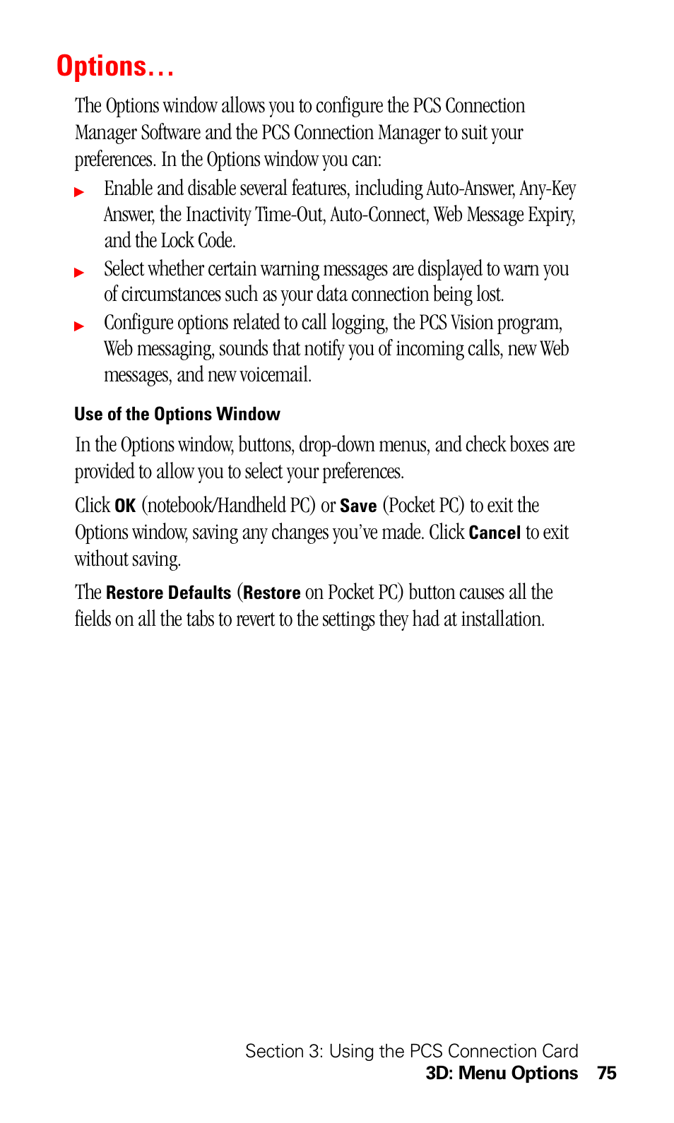 Options | Sprint Nextel 550 User Manual | Page 81 / 175