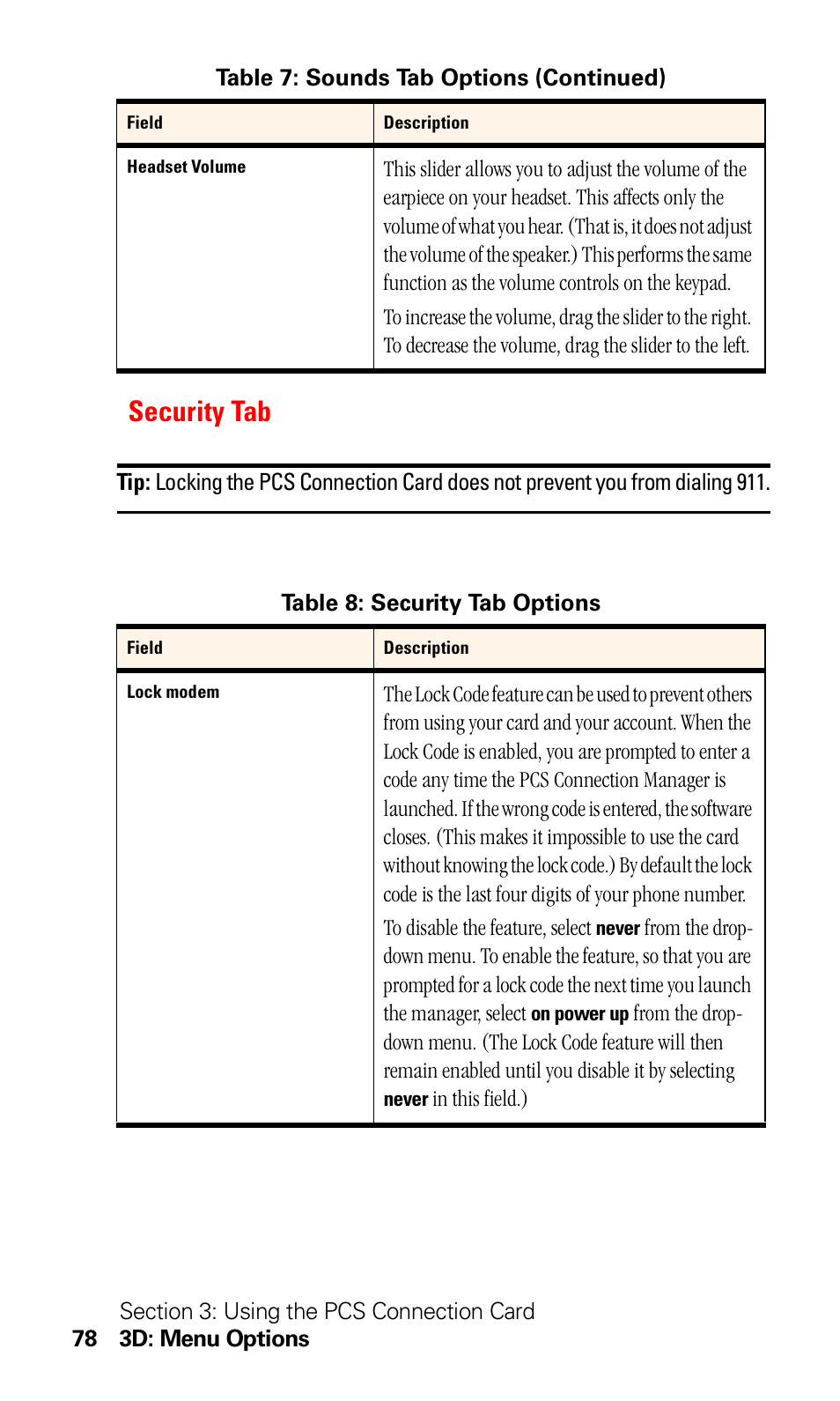 Security tab | Sprint Nextel 550 User Manual | Page 84 / 175
