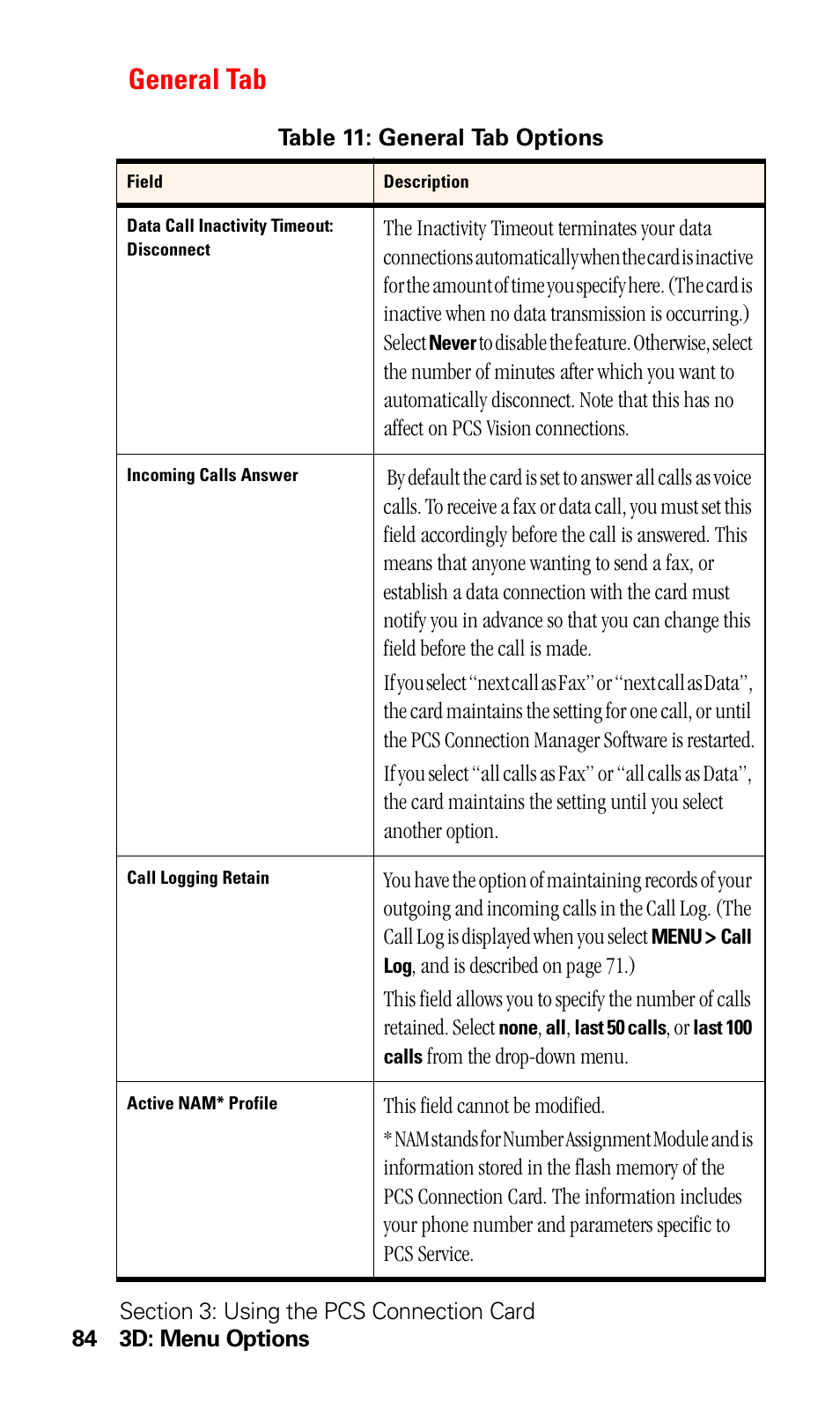 General tab | Sprint Nextel 550 User Manual | Page 90 / 175