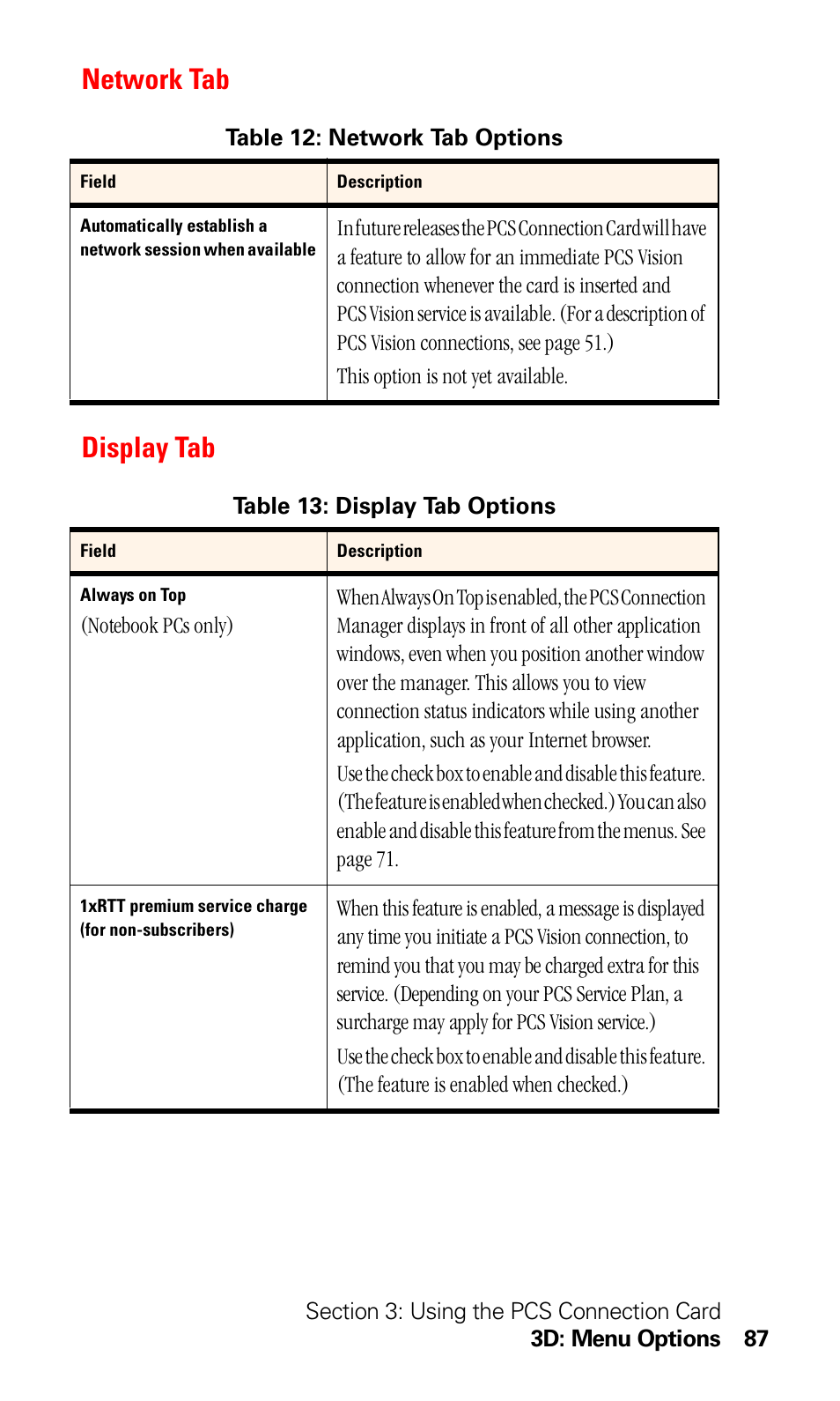 Network tab, Display tab, Network tab display tab | Sprint Nextel 550 User Manual | Page 93 / 175