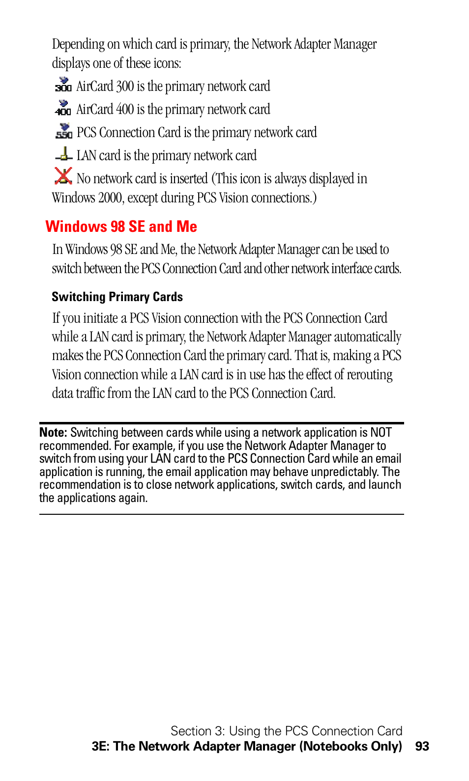 Windows 98 se and me | Sprint Nextel 550 User Manual | Page 99 / 175