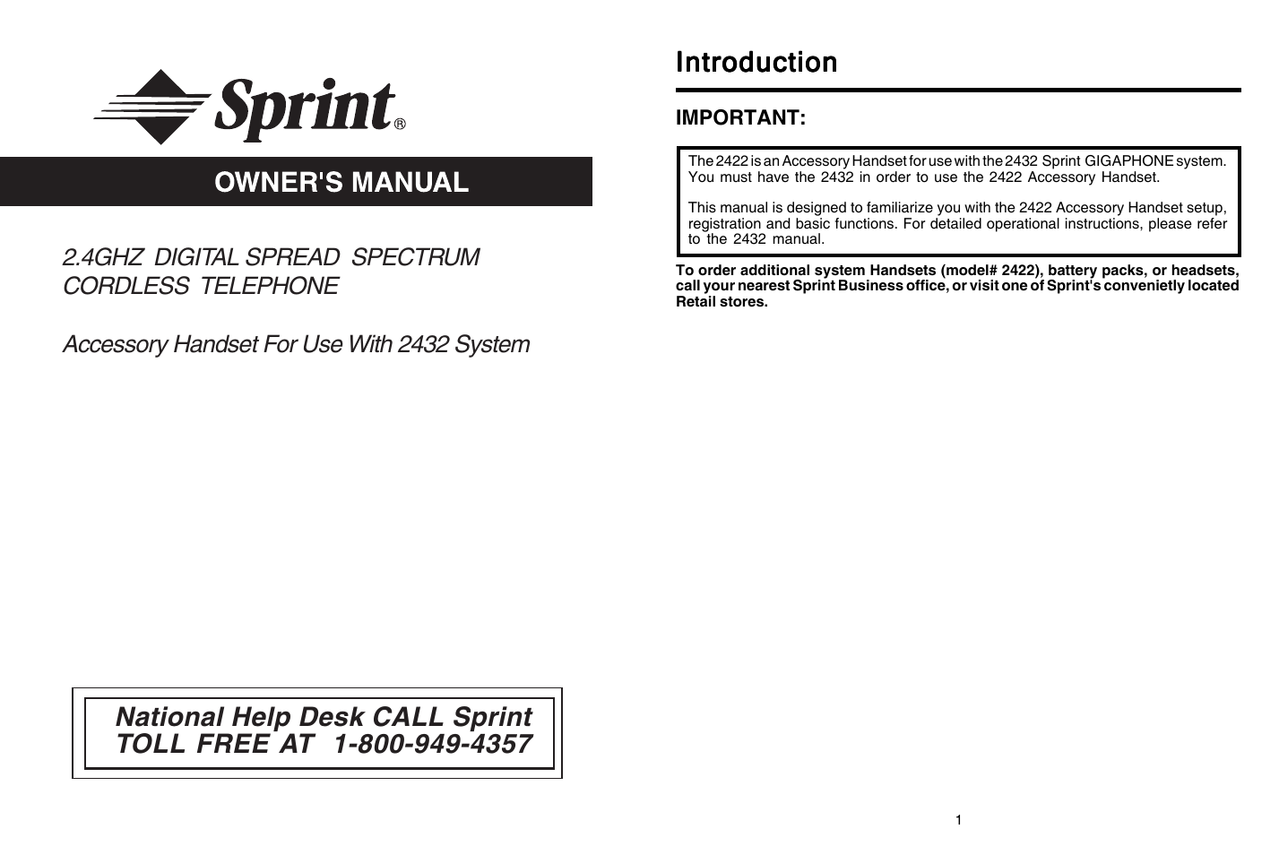 Sprint Nextel 2422 User Manual | 9 pages