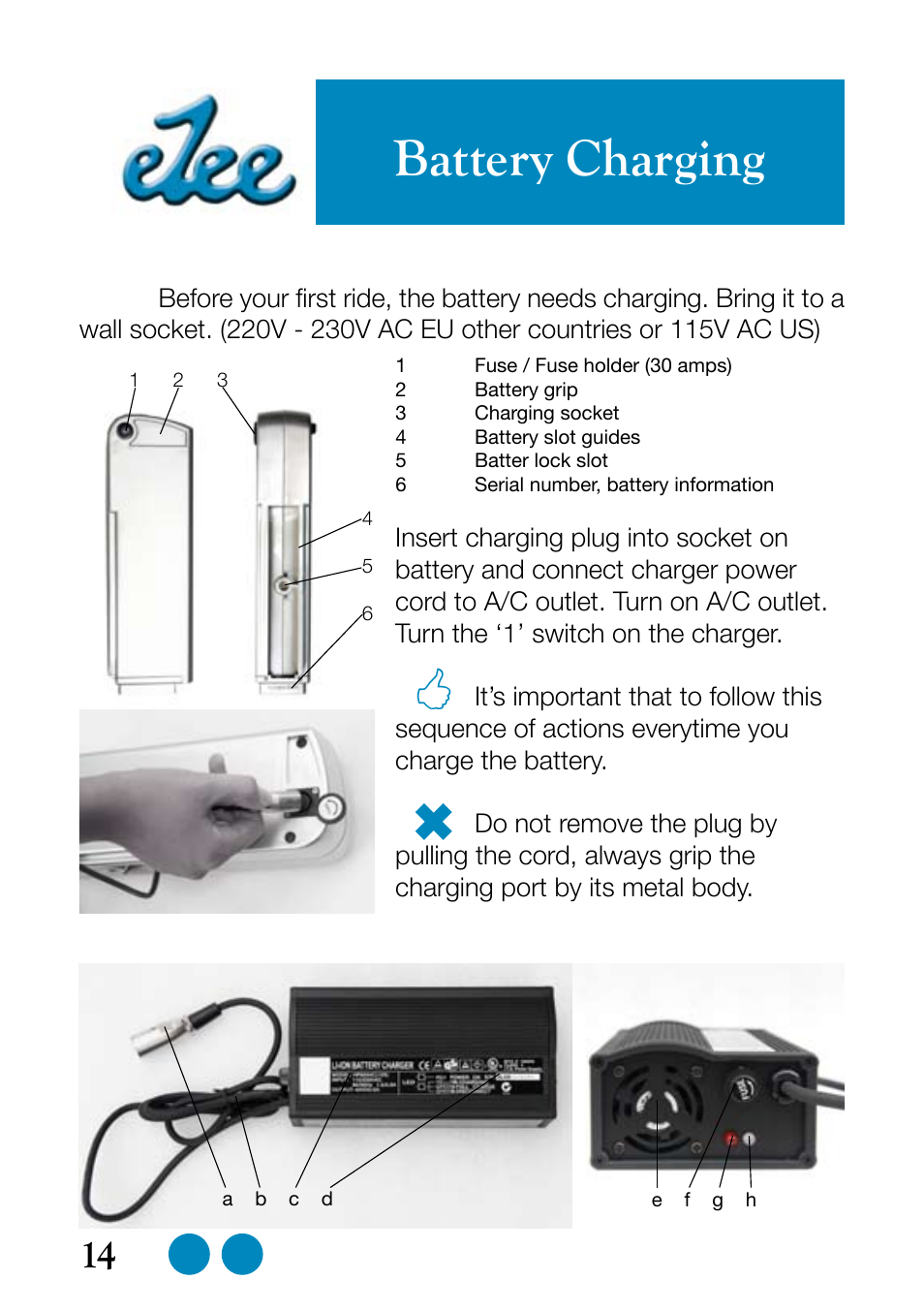 Battery charging | Sprint Nextel eZee Bike User Manual | Page 14 / 26
