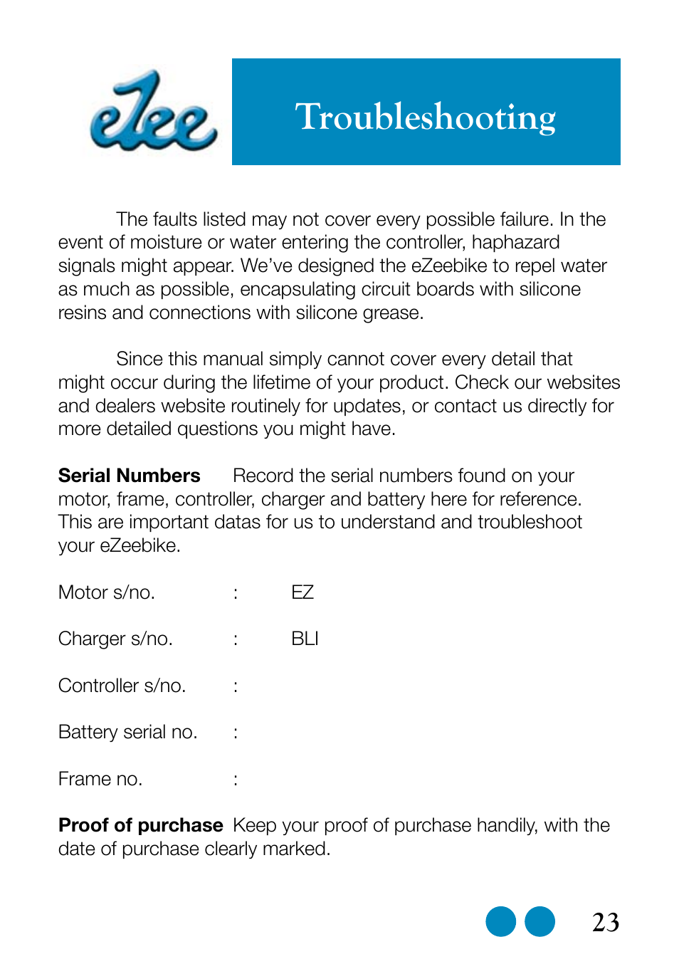 Troubleshooting | Sprint Nextel eZee Bike User Manual | Page 23 / 26
