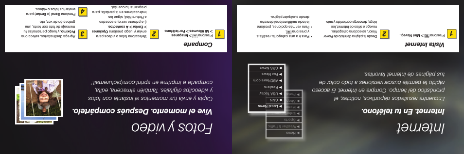 Internet, Fotos y video, Internet. en tu teléfono | Vive el momento. después compártelo, Visita internet, Comparte | Sprint Nextel GH68-17398A User Manual | Page 10 / 12