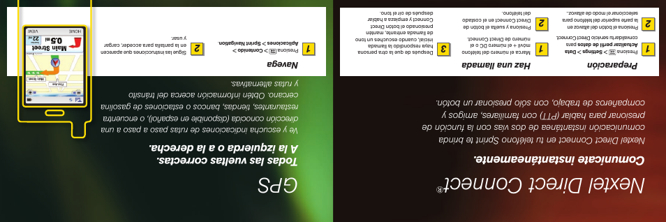 Nextel dir ect connect, Comunícate instantáneamente, Navega | Preparación, Haz una llamada | Sprint Nextel GH68-17398A User Manual | Page 11 / 12