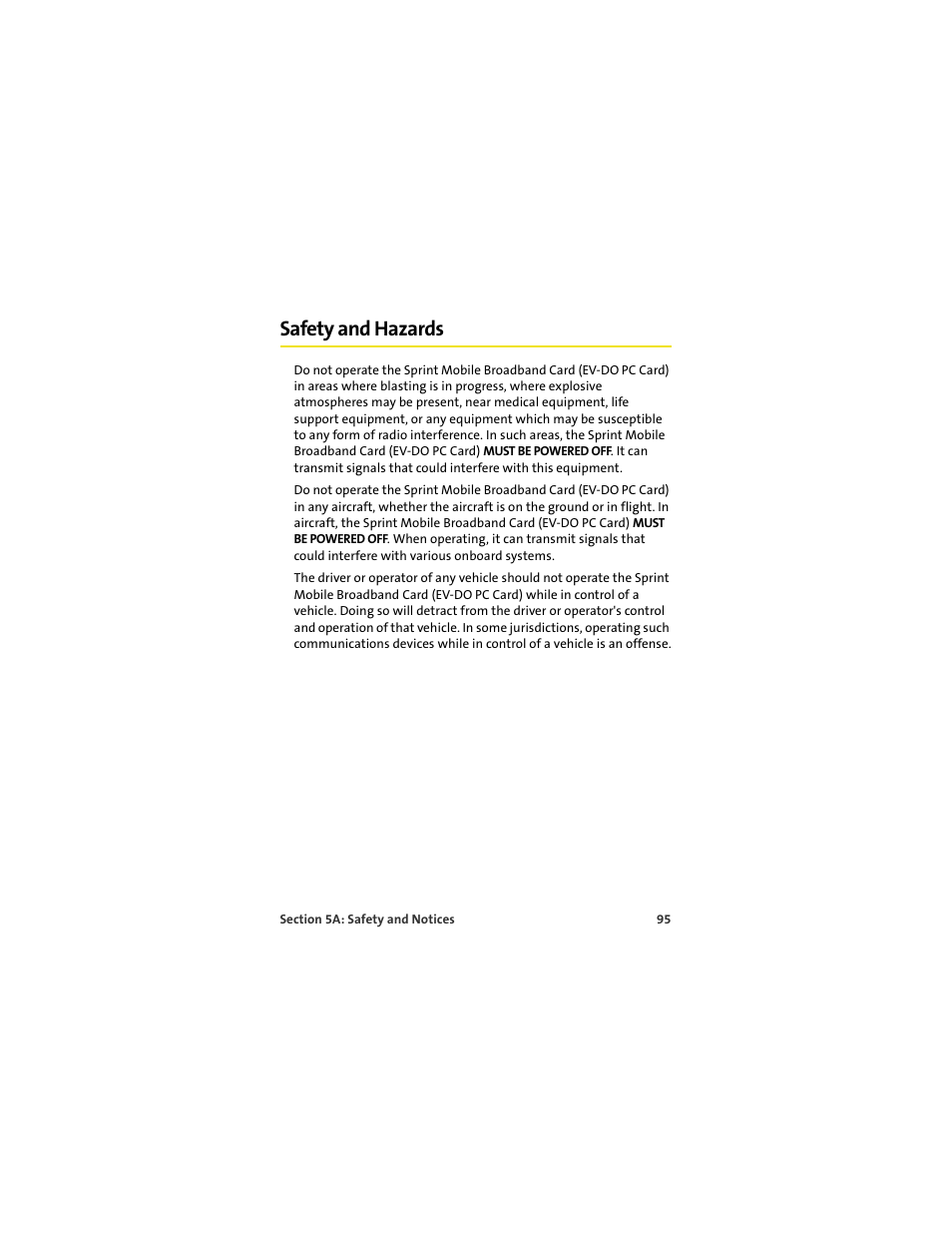 Safety and hazards | Sprint Nextel S720 User Manual | Page 101 / 119