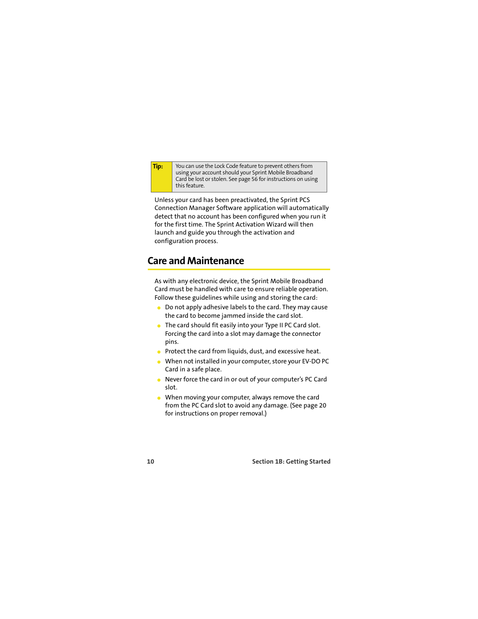 Care and maintenance | Sprint Nextel S720 User Manual | Page 16 / 119