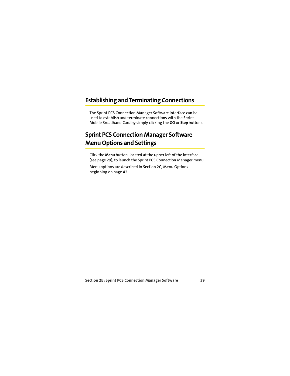 Establishing and terminating connections | Sprint Nextel S720 User Manual | Page 45 / 119