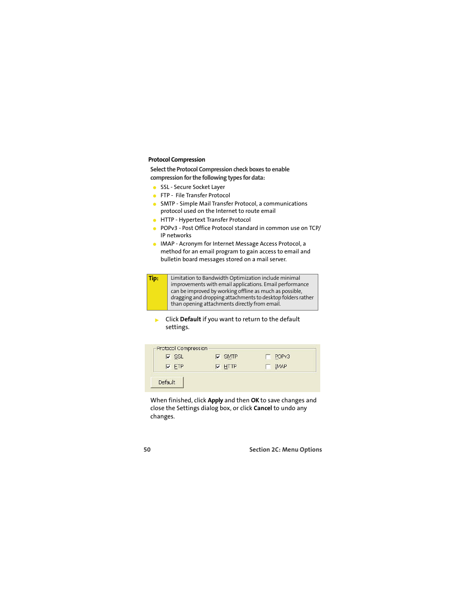 Protocol compression | Sprint Nextel S720 User Manual | Page 56 / 119