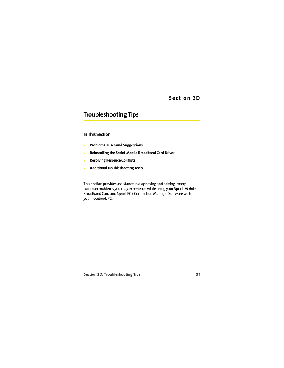 Troubleshooting tips, 2d. troubleshooting tips | Sprint Nextel S720 User Manual | Page 65 / 119