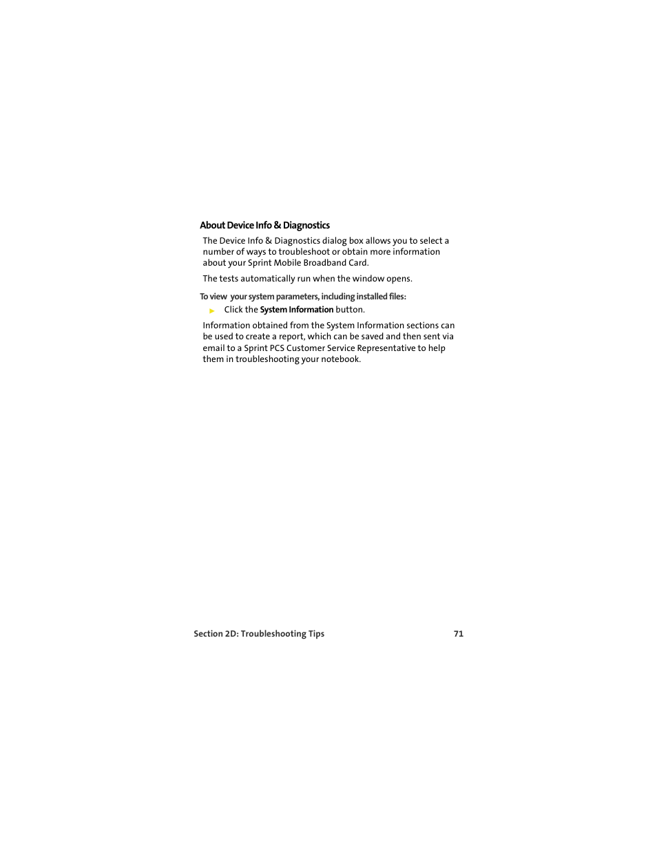 About device info & diagnostics | Sprint Nextel S720 User Manual | Page 77 / 119
