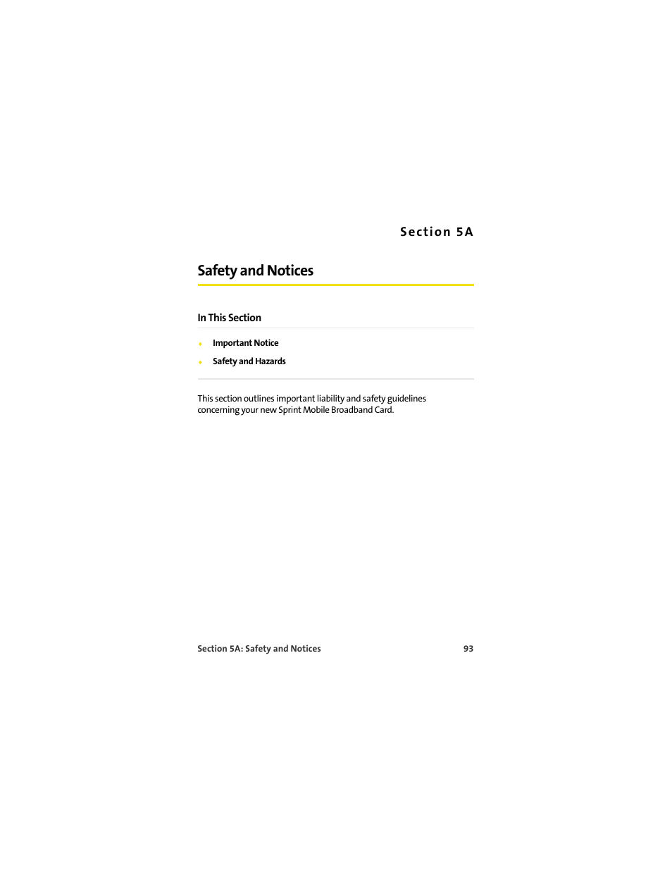 Safety and notices, 5a. safety and notices | Sprint Nextel S720 User Manual | Page 99 / 119