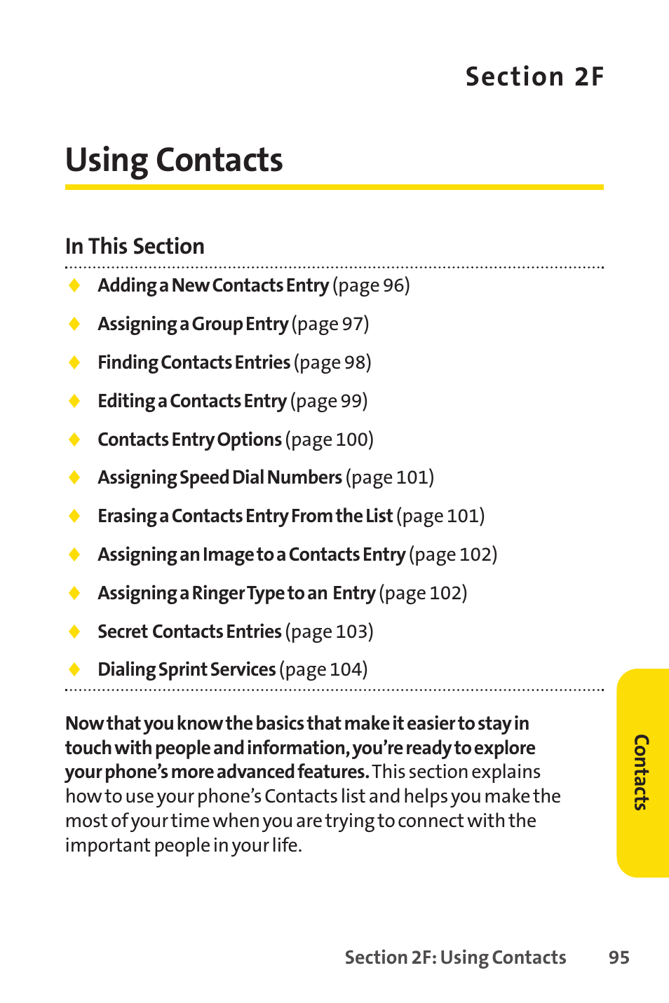 Using contacts | Sprint Nextel SprintVision Katana 2 User Manual | Page 111 / 236