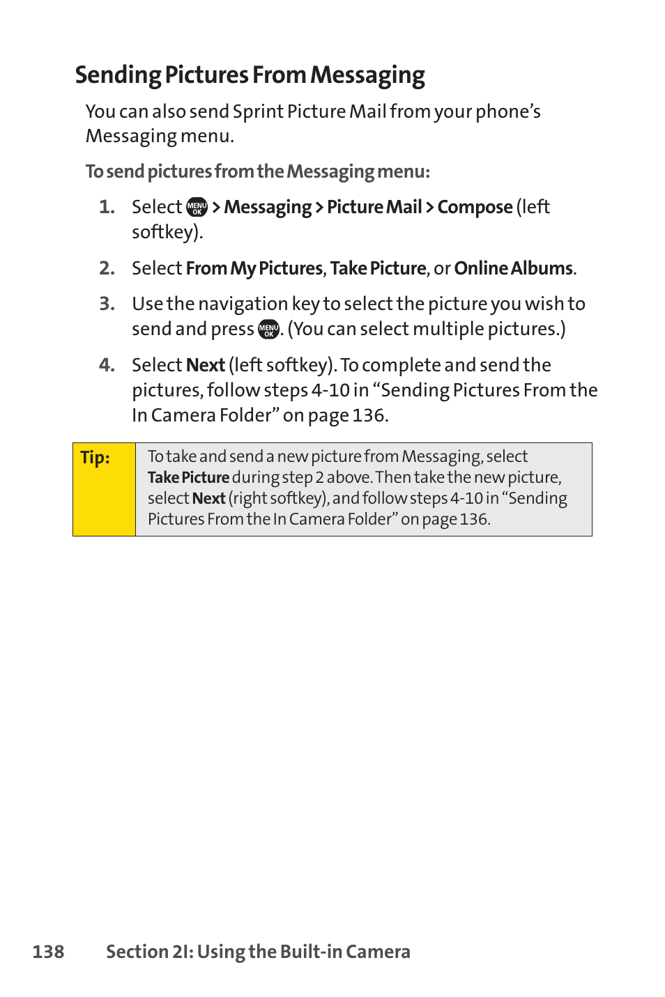 Sending pictures from messaging | Sprint Nextel SprintVision Katana 2 User Manual | Page 154 / 236