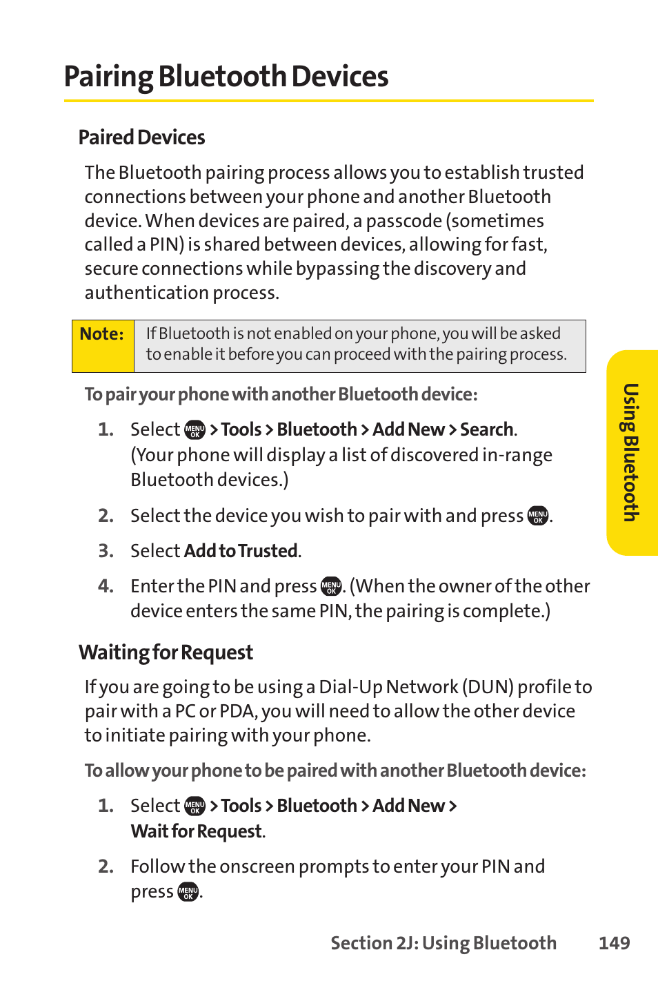 Pairing bluetooth devices | Sprint Nextel SprintVision Katana 2 User Manual | Page 165 / 236