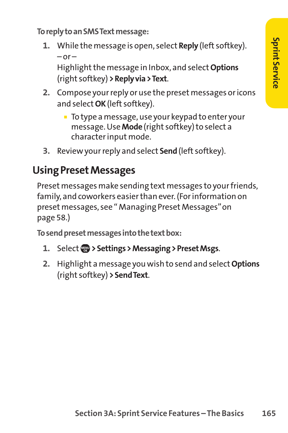 Using preset messages | Sprint Nextel SprintVision Katana 2 User Manual | Page 181 / 236