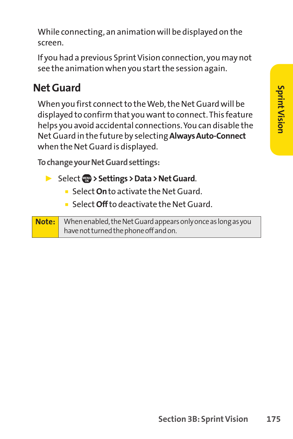 Net guard | Sprint Nextel SprintVision Katana 2 User Manual | Page 191 / 236