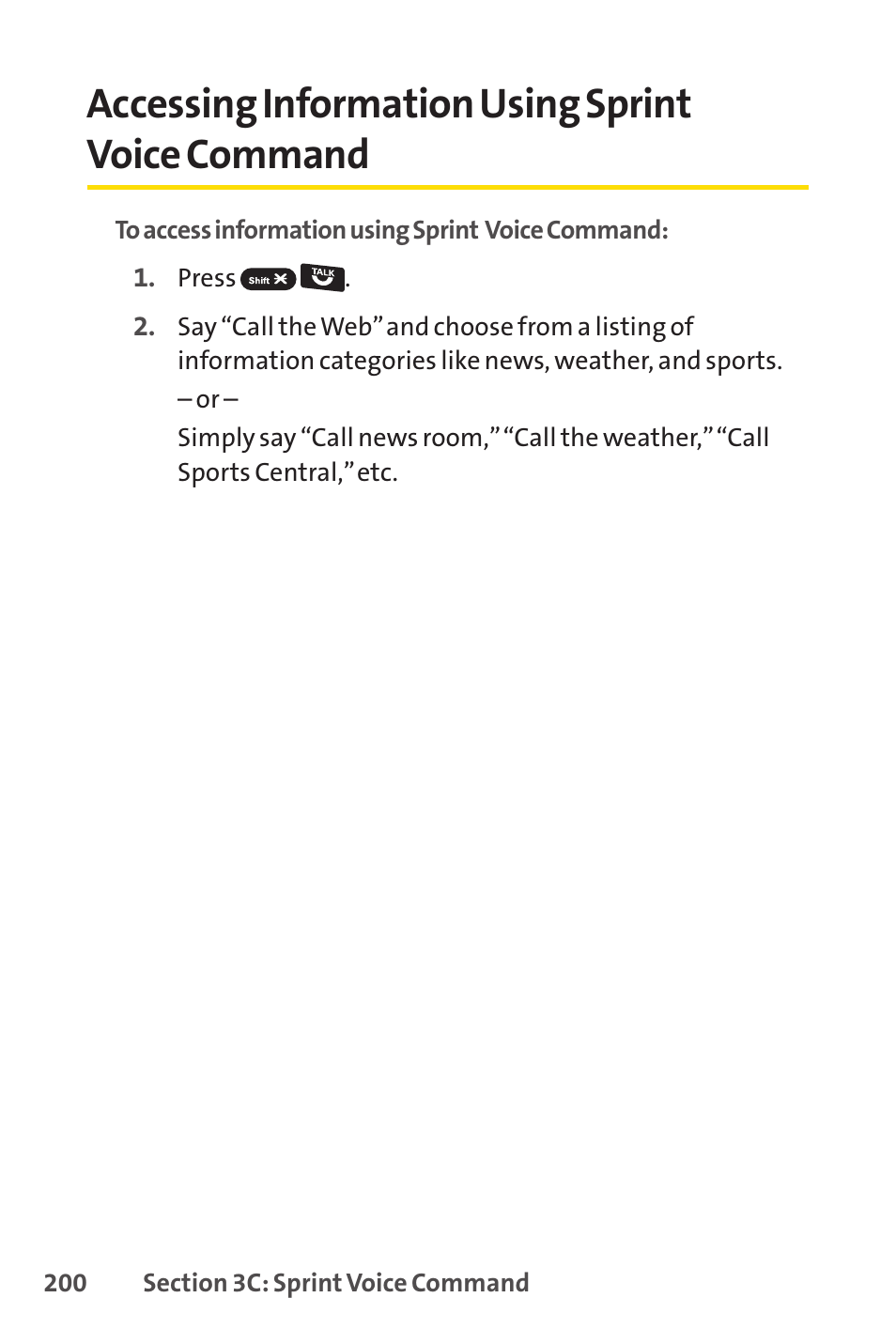 Accessing information using sprint voice command | Sprint Nextel SprintVision Katana 2 User Manual | Page 216 / 236