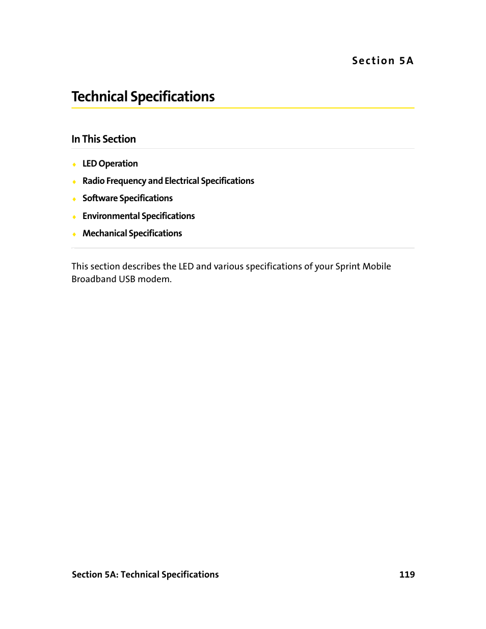 Technical specifications, 5a. technical specifications | Sprint Nextel 595U User Manual | Page 127 / 178