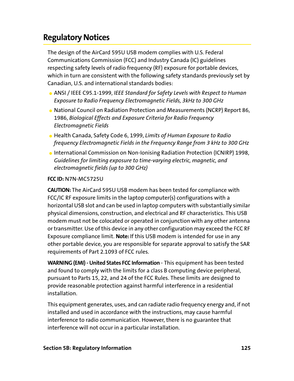 Regulatory notices | Sprint Nextel 595U User Manual | Page 133 / 178