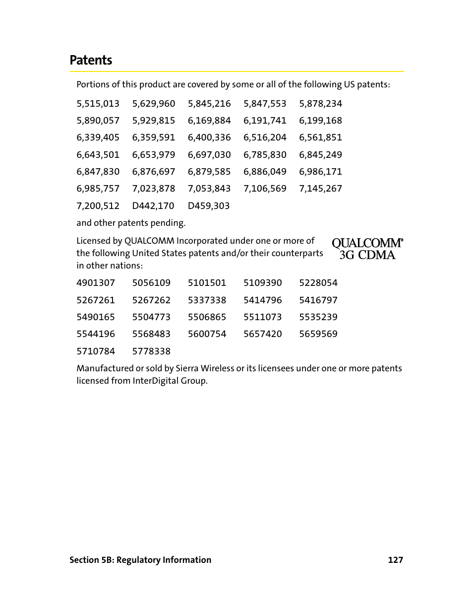 Patents | Sprint Nextel 595U User Manual | Page 135 / 178