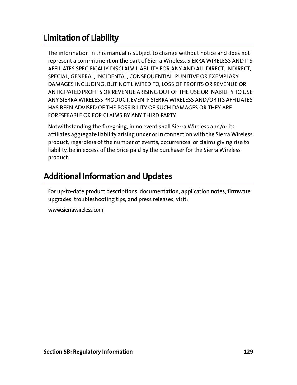 Limitation of liability, Additional information and updates | Sprint Nextel 595U User Manual | Page 137 / 178