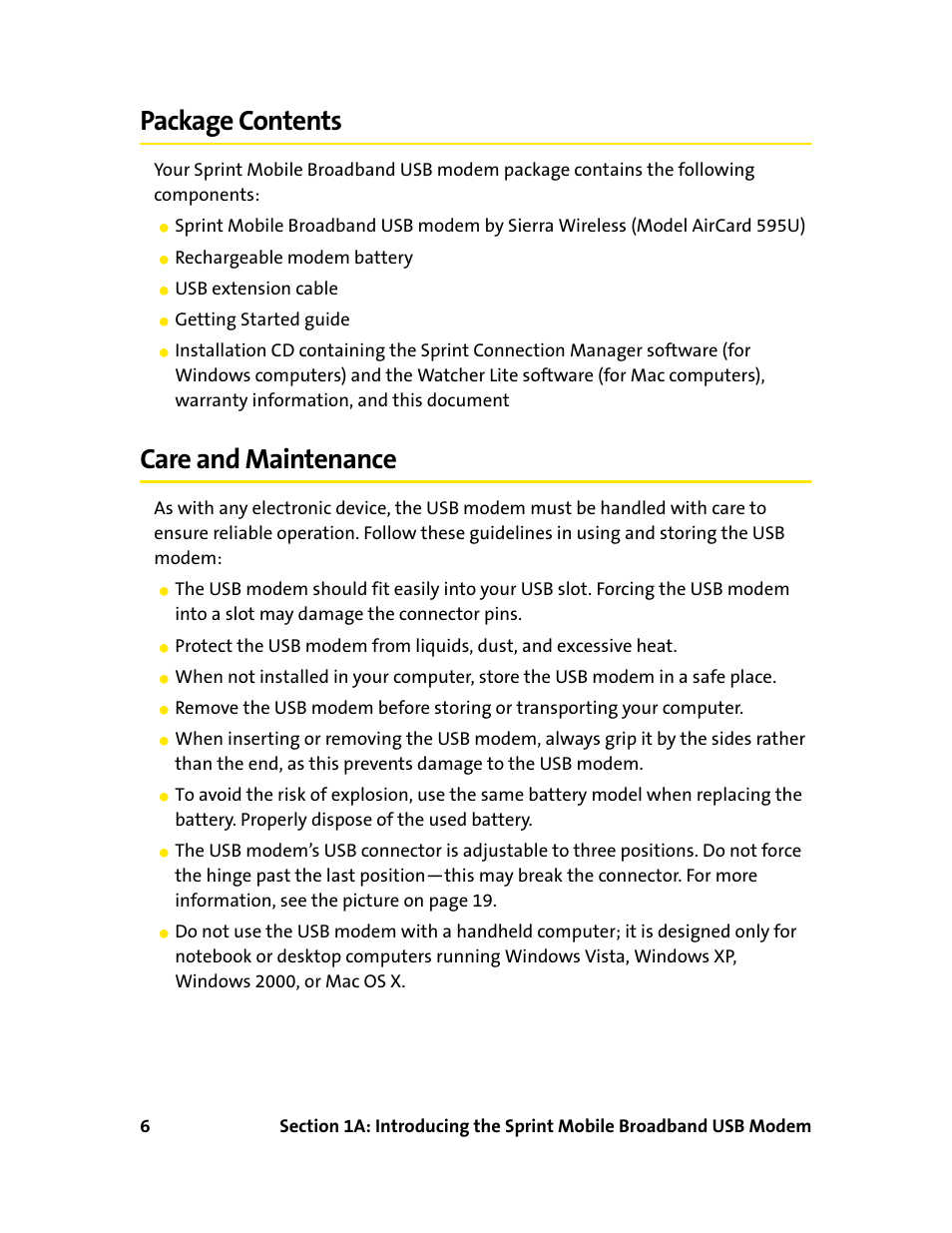 Package contents, Care and maintenance, Package contents care and maintenance | Sprint Nextel 595U User Manual | Page 14 / 178
