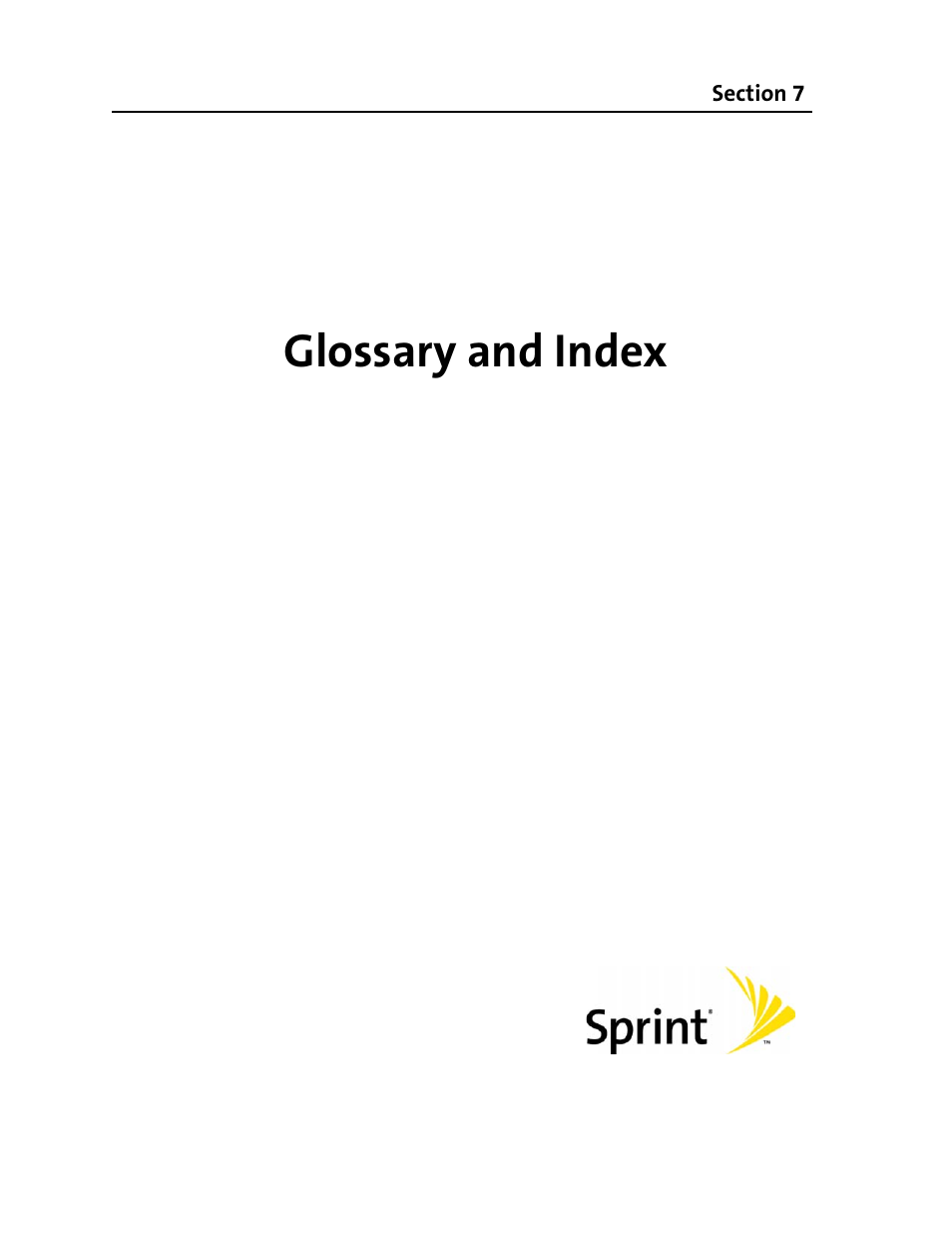 Glossary and index, Section 7: glossary and index, Ion 7: glossary and index | Sprint Nextel 595U User Manual | Page 161 / 178