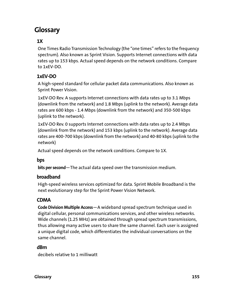 Glossary, 7a. glossary | Sprint Nextel 595U User Manual | Page 163 / 178