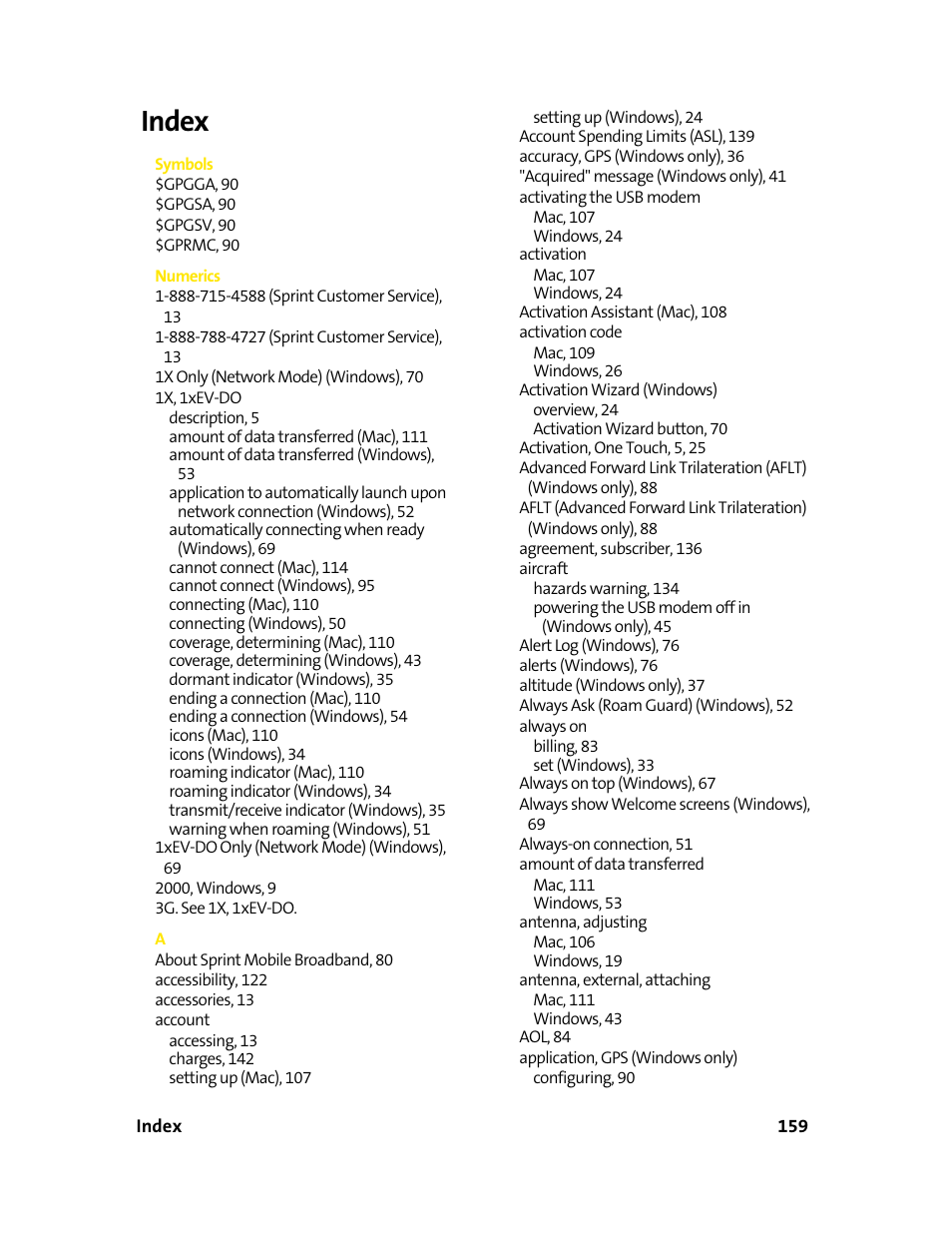 Index, X will he, The index, or an | Sprint Nextel 595U User Manual | Page 167 / 178