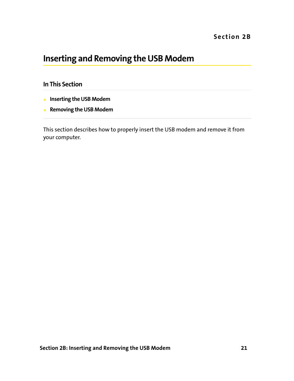 Inserting and removing the usb modem, 2b. inserting and removing the usb modem | Sprint Nextel 595U User Manual | Page 29 / 178