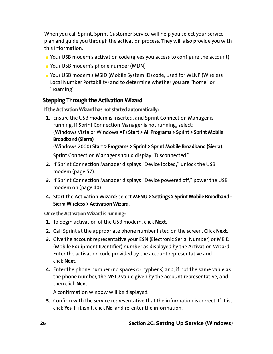 Stepping through the activation wizard | Sprint Nextel 595U User Manual | Page 34 / 178