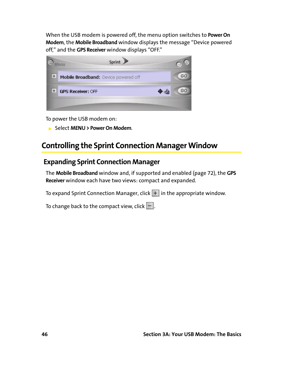 Controlling the sprintconnection manager window, Expanding sprintconnection manager, Controlling the sprint connection manager window | Expanding sprint connection manager | Sprint Nextel 595U User Manual | Page 54 / 178