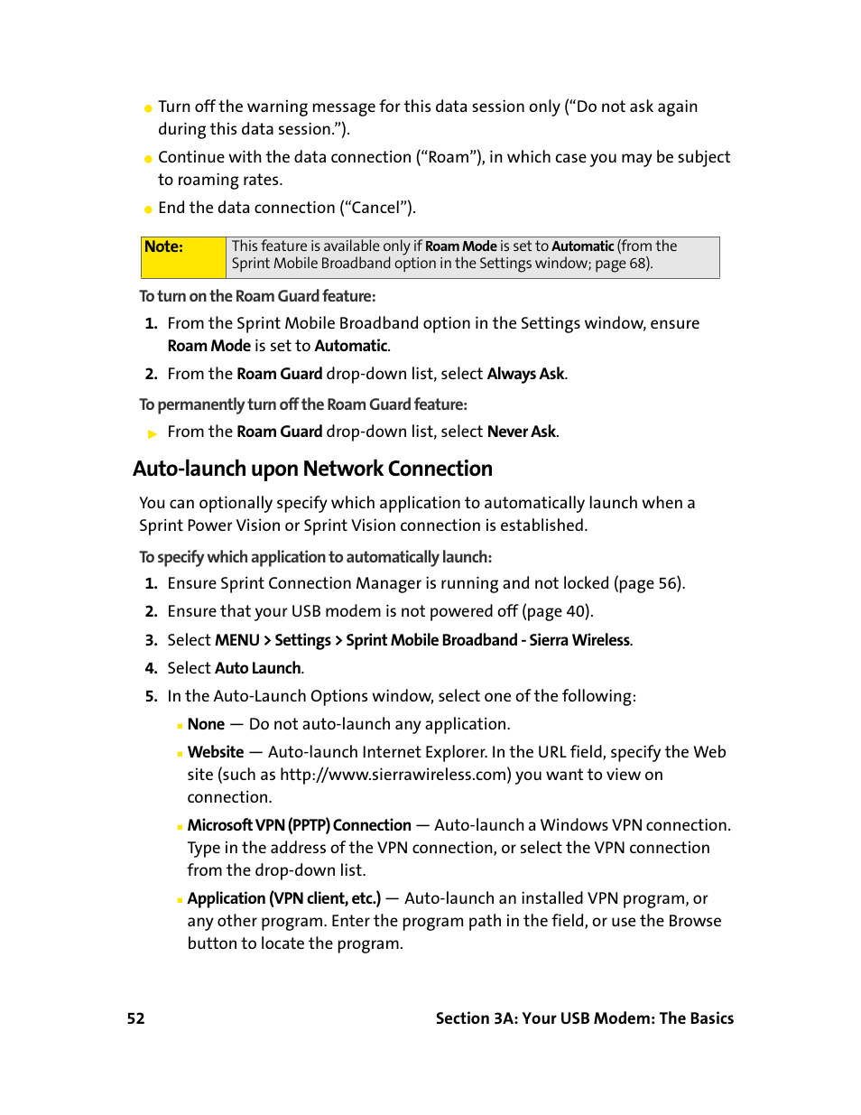 Auto-launch upon network connection | Sprint Nextel 595U User Manual | Page 60 / 178