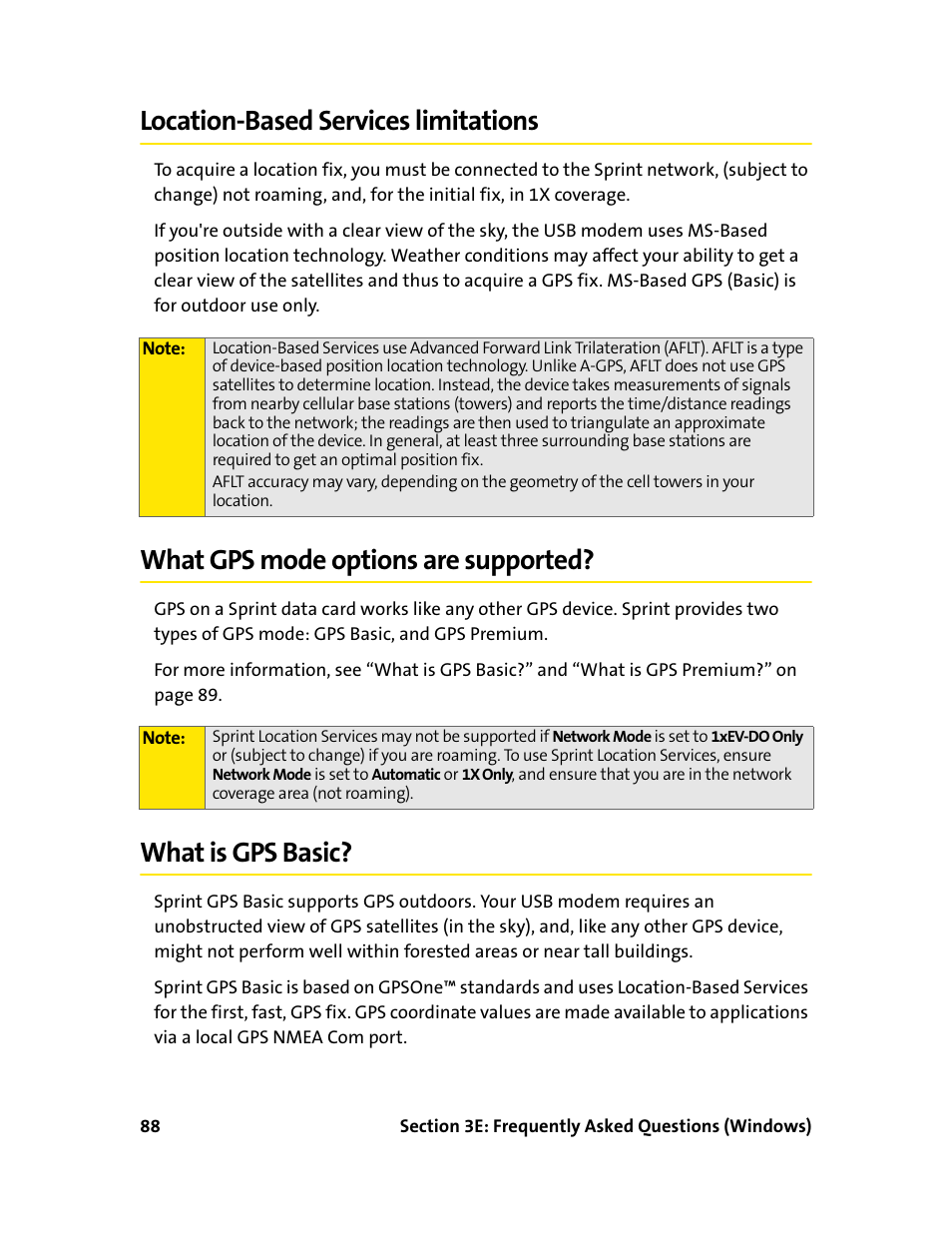 Location-based services limitations, What gps mode options are supported, What is gps basic | Emium, see “what is gps basic | Sprint Nextel 595U User Manual | Page 96 / 178