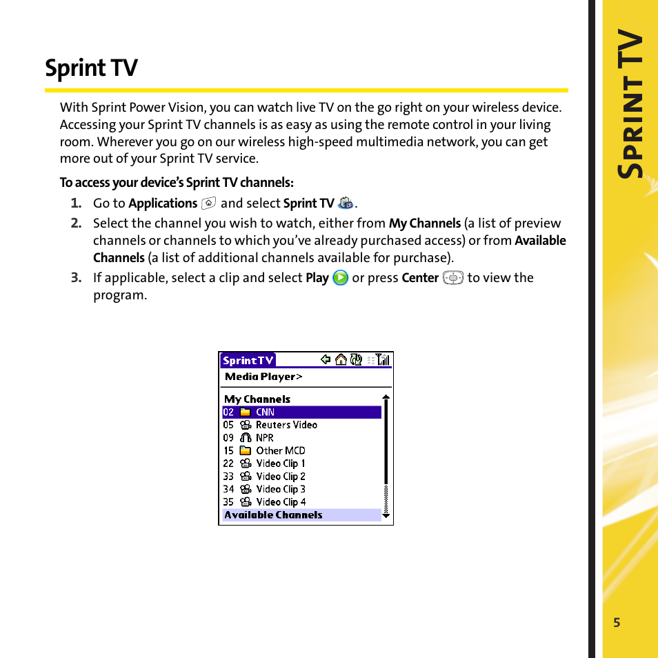 Spri nt tv, Sprint tv | Sprint Nextel Play Multiplayer Games User Manual | Page 7 / 14