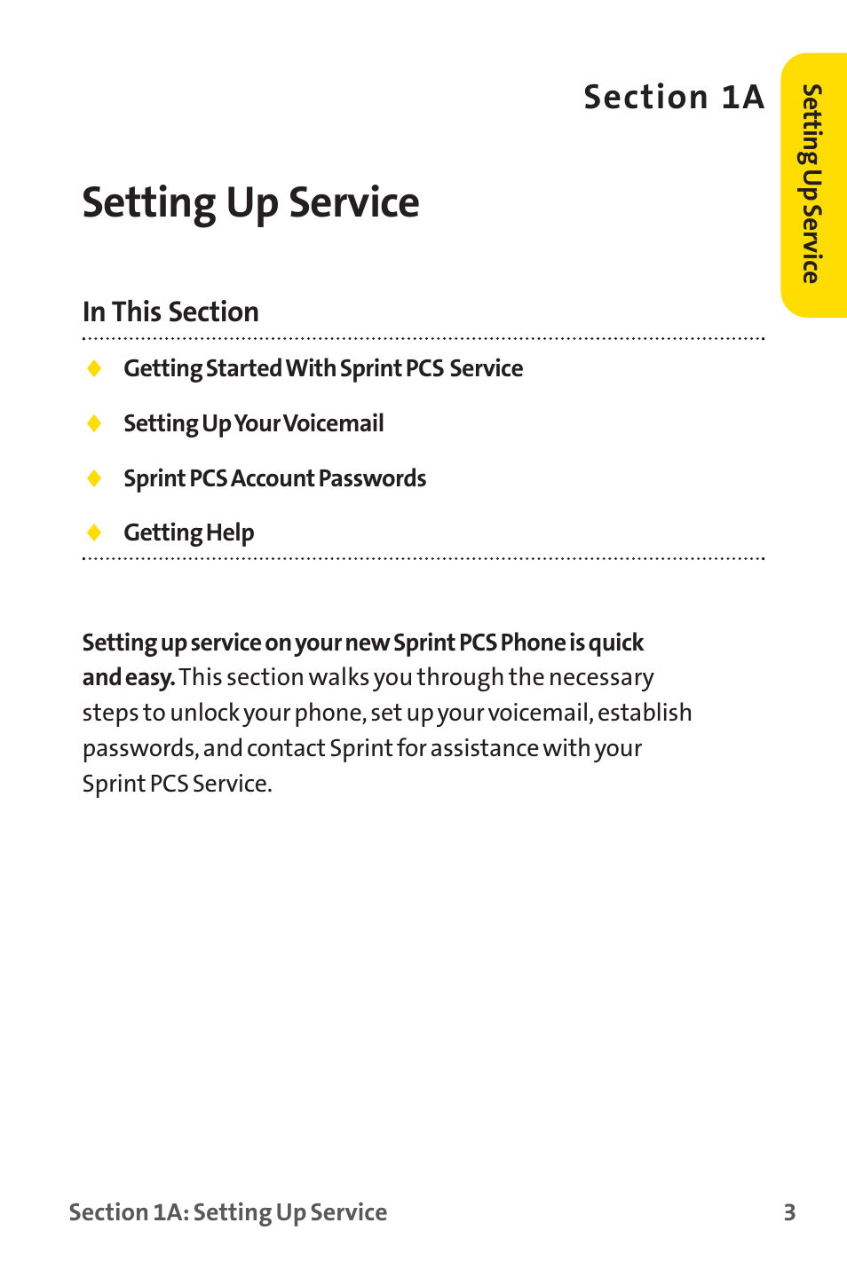 Setting up service | Sprint Nextel PM-225 User Manual | Page 11 / 216
