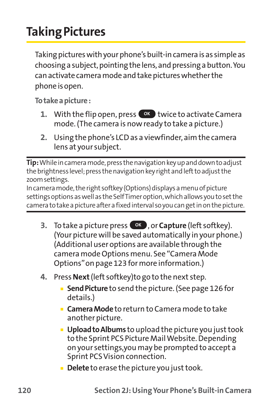 Taking pictures | Sprint Nextel PM-225 User Manual | Page 128 / 216