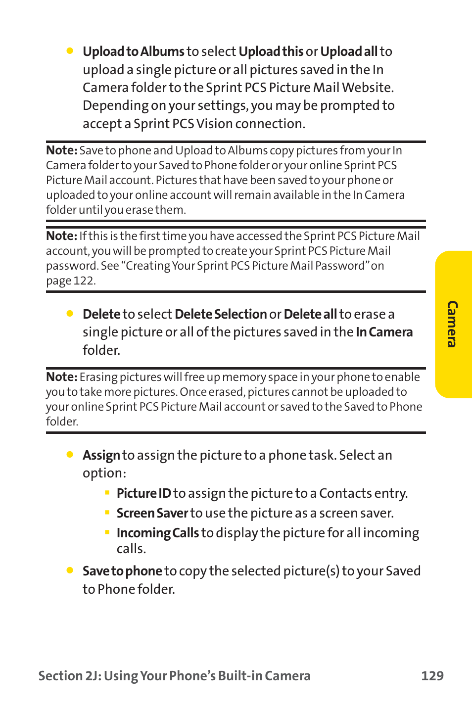 Camer a | Sprint Nextel PM-225 User Manual | Page 137 / 216