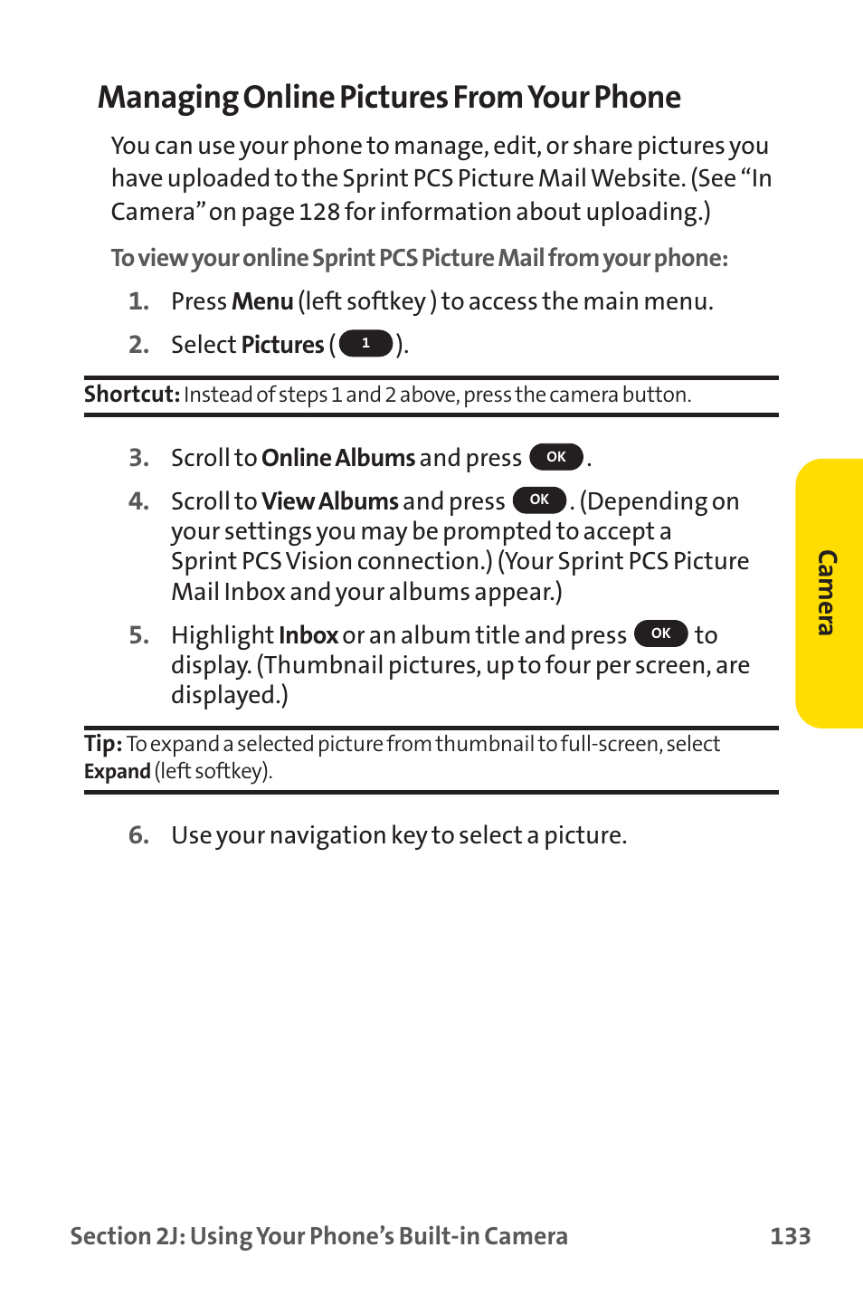Managing online pictures from your phone | Sprint Nextel PM-225 User Manual | Page 141 / 216