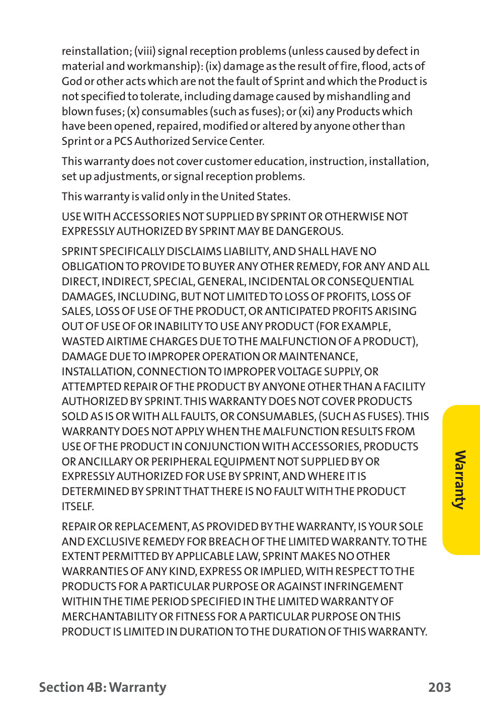 Warr an ty | Sprint Nextel PM-225 User Manual | Page 211 / 216