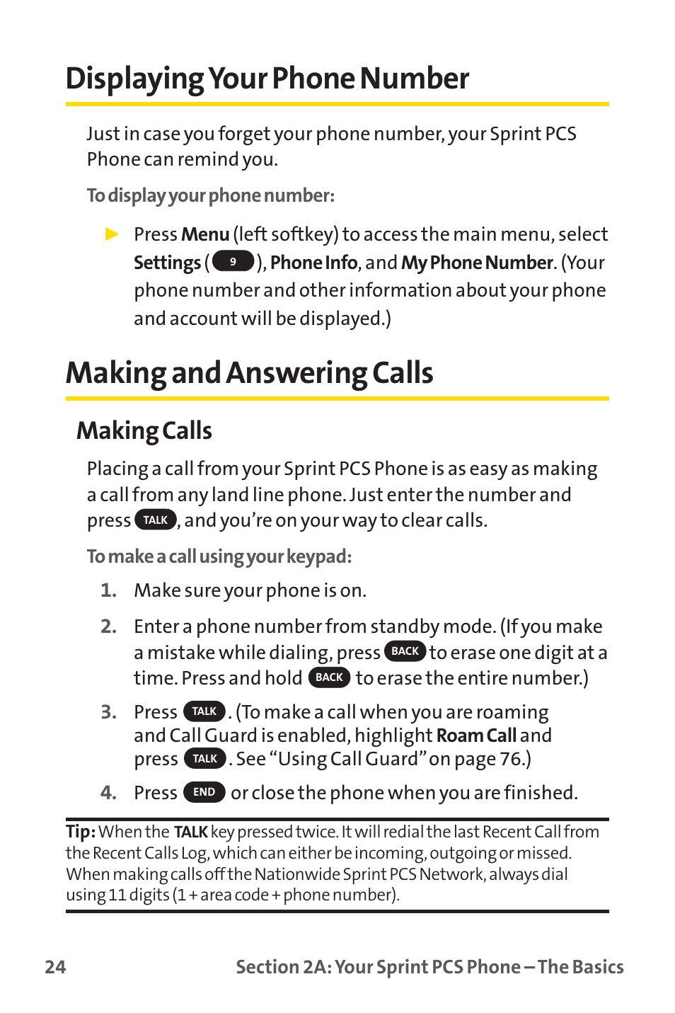 Displaying your phone number, Making and answering calls, Displayingyour phone number | Making calls | Sprint Nextel PM-225 User Manual | Page 32 / 216