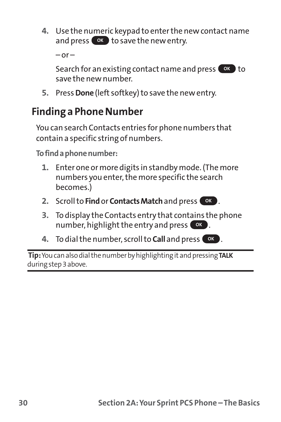 Finding a phone number | Sprint Nextel PM-225 User Manual | Page 38 / 216