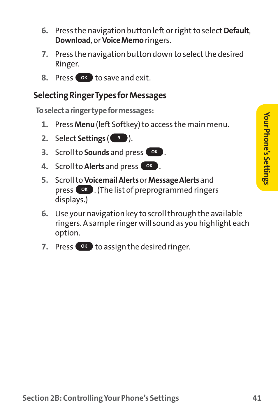 Selecting ringer types for messages | Sprint Nextel PM-225 User Manual | Page 49 / 216
