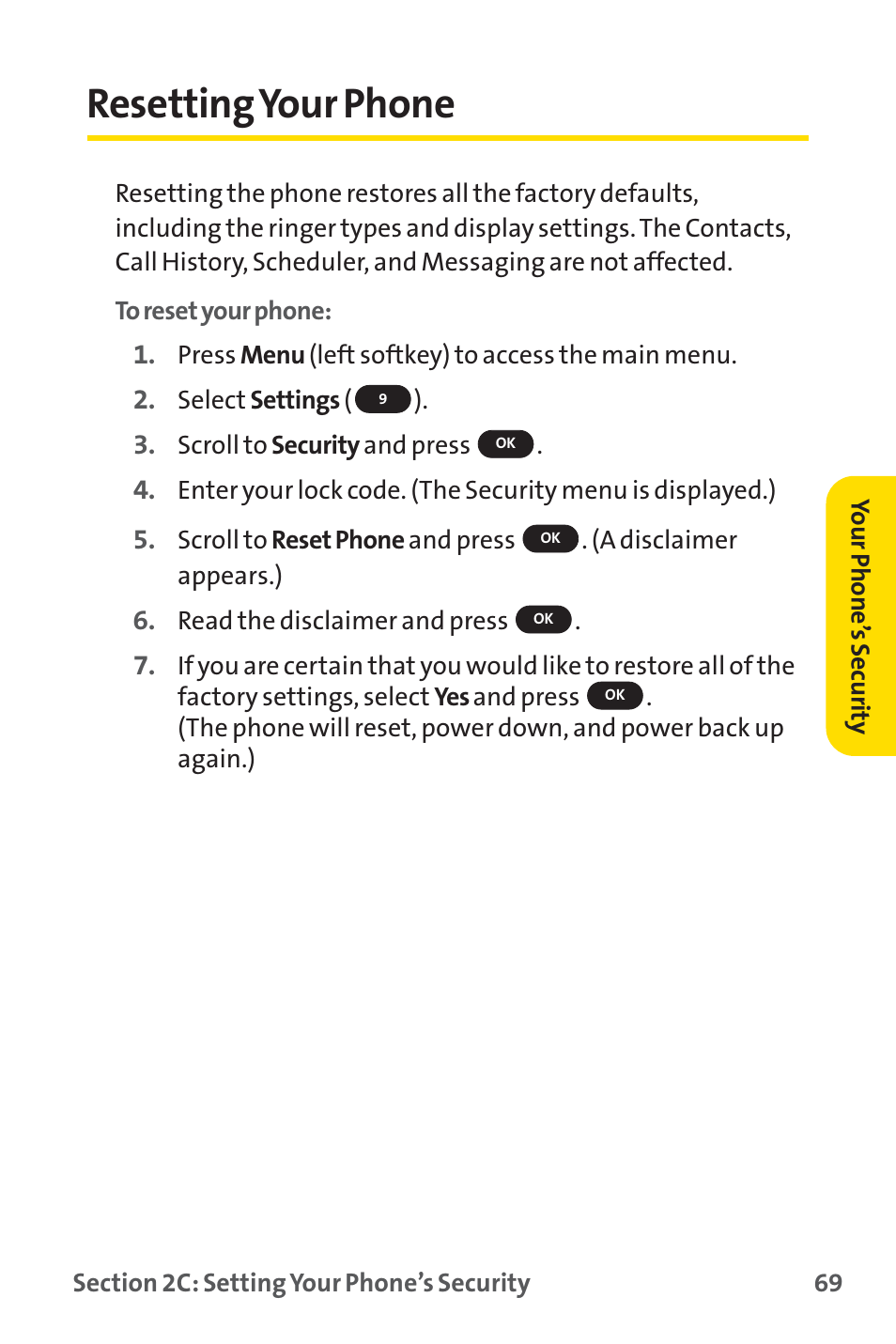 Resetting your phone | Sprint Nextel PM-225 User Manual | Page 77 / 216