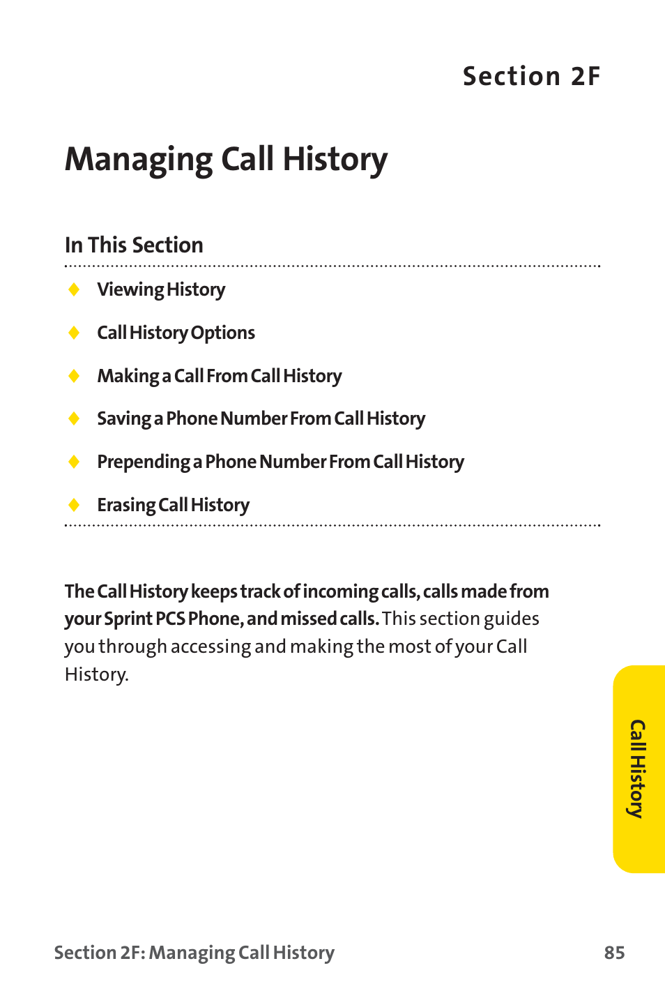 Managing call history | Sprint Nextel PM-225 User Manual | Page 93 / 216